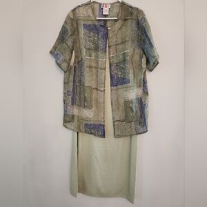 EUC R&K Originals Mint Green Dress and Sheer Design Jacket Set.  SIZE 16W